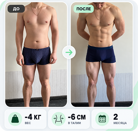 IZIFIT user result 13: before and after photos with progress metrics